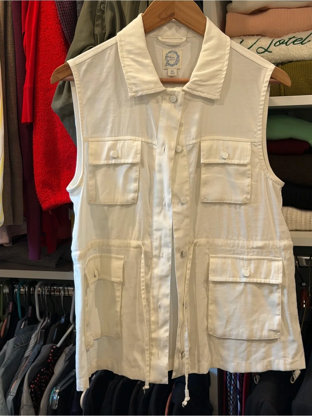 Stylish White Utility Vest by Blue Rain